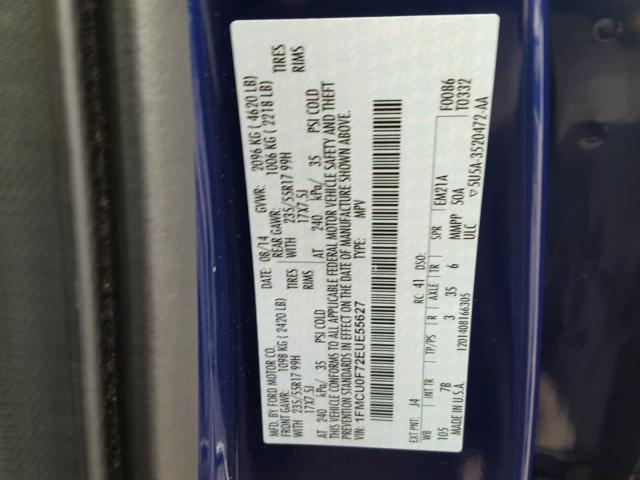 1FMCU0F72EUE55627 - 2014 FORD ESCAPE S BLUE photo 10