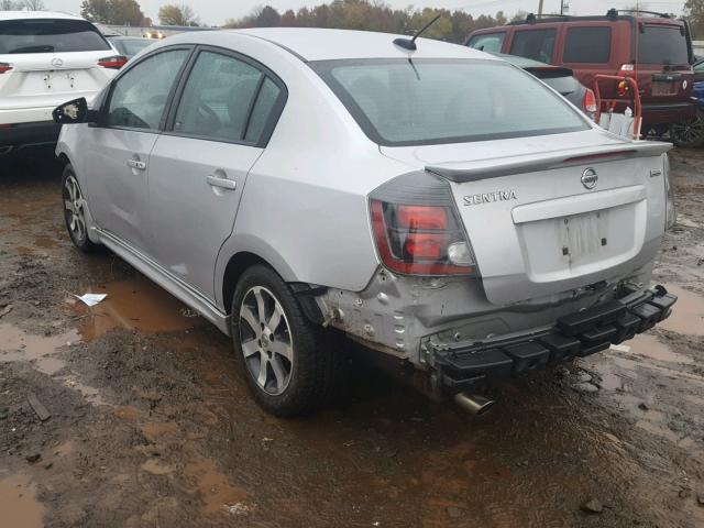 3N1AB6APXCL712412 - 2012 NISSAN SENTRA 2.0 SILVER photo 3