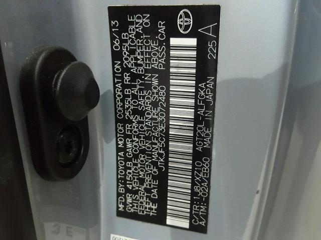 JTKJF5C73E3072480 - 2014 TOYOTA SCION TC Gümüş foto 10