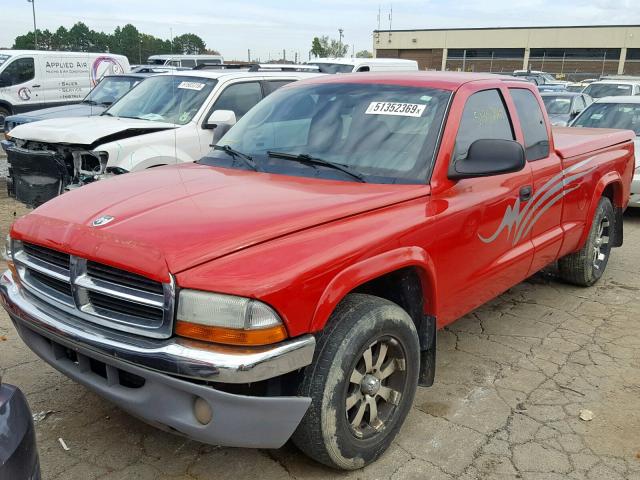 1D7GL42KX4S674698 - 2004 DODGE DAKOTA SLT RED photo 2