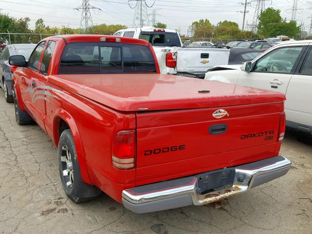 1D7GL42KX4S674698 - 2004 DODGE DAKOTA SLT RED photo 3