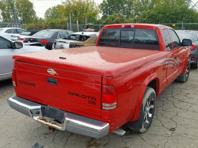 1D7GL42KX4S674698 - 2004 DODGE DAKOTA SLT RED photo 4