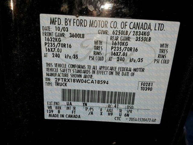 2FTRX18W04CA18594 - 2004 FORD F-150 HERI BLACK photo 10