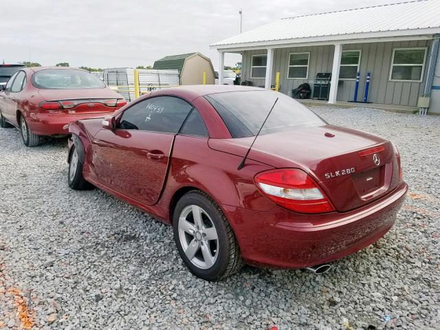 WDBWK54F38F188987 - 2008 MERCEDES-BENZ SLK 280 RED photo 3