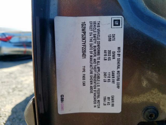 1G2WP52K7YF228401 - 2000 PONTIAC GRAND PRIX BROWN photo 10