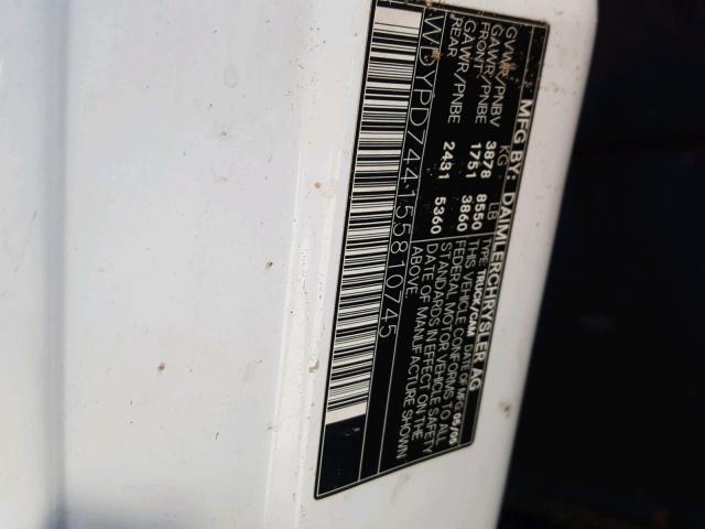 WDYPD744155810745 - 2005 FREIGHTLINER SPRINTER WHITE photo 10