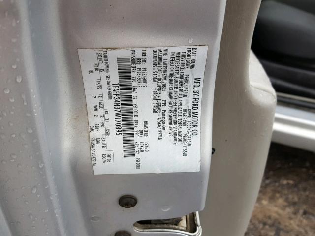 1FAFP34N37W170895 - 2007 FORD FOCUS ZX4 GRAY photo 10