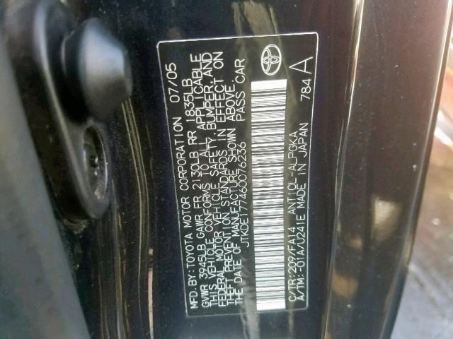 JTKDE177460076236 - 2006 TOYOTA SCION TC BLACK photo 10