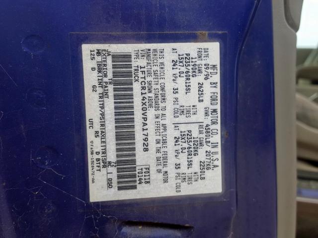 1FTCR14X0VPA17928 - 1997 FORD RANGER SUP PURPLE photo 10