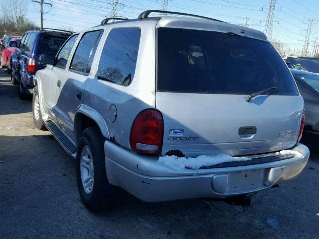 1B4HR48N22F152505 - 2002 DODGE DURANGO SL GRAY photo 3