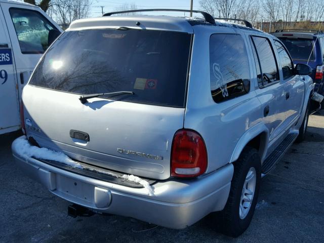 1B4HR48N22F152505 - 2002 DODGE DURANGO SL GRAY photo 4