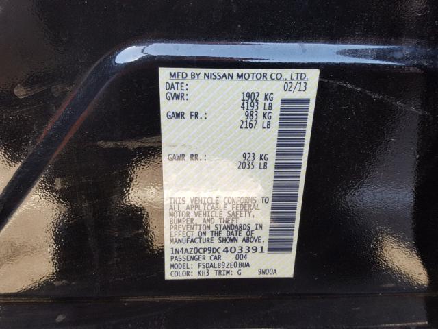 1N4AZ0CP9DC403391 - 2013 NISSAN LEAF S BLACK photo 10