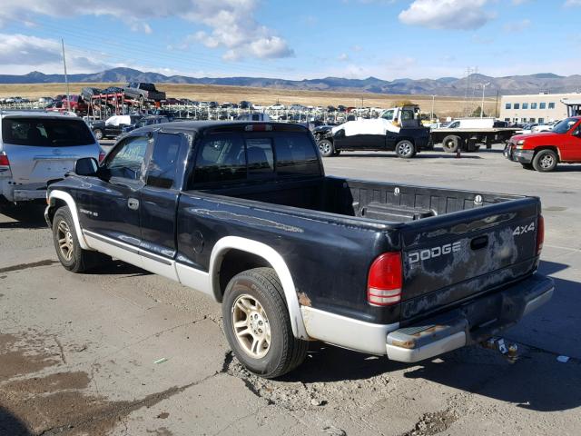 1B7GL42X02S587606 - 2002 DODGE DAKOTA SLT BLACK photo 3