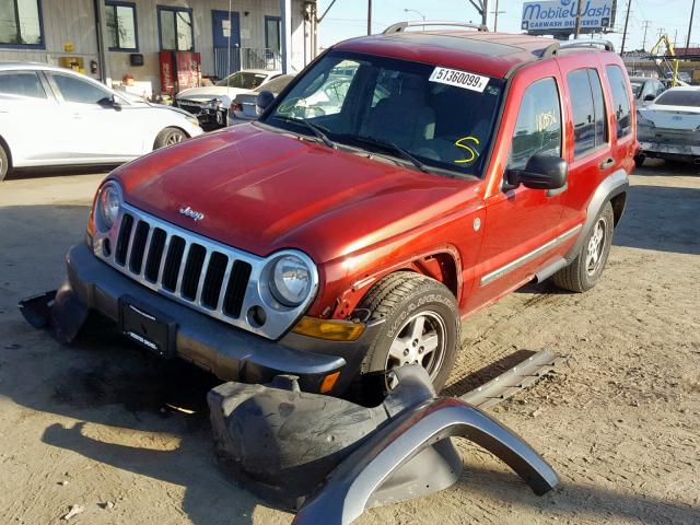 1J4GL48K76W148438 - 2006 JEEP LIBERTY SP RED photo 2