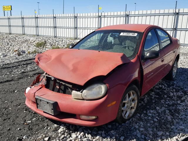 1B3ES46C9YD565247 - 2000 DODGE NEON BASE RED photo 2