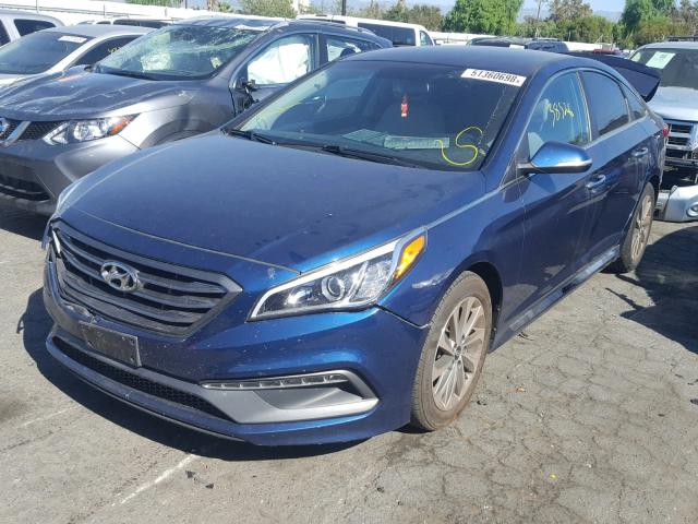 5NPE34AFXFH136185 - 2015 HYUNDAI SONATA SPO BLUE photo 2