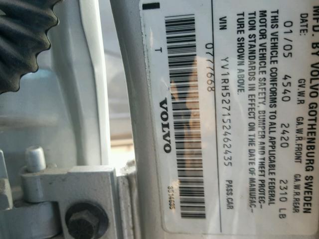 YV1RH527152462435 - 2005 VOLVO S60 R SILVER photo 10