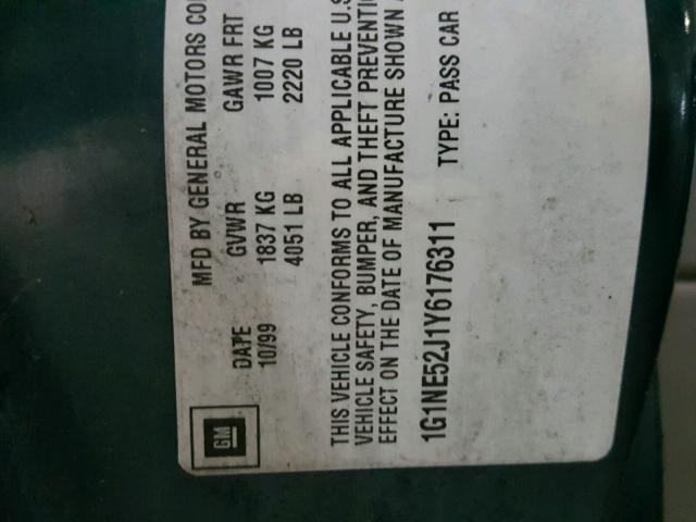 1G1NE52J1Y6176311 - 2000 CHEVROLET MALIBU LS 绿色 照片 10