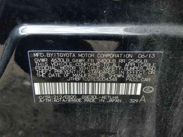 JTHBF1D21E5004348 - 2014 LEXUS IS 250 BLACK photo 10