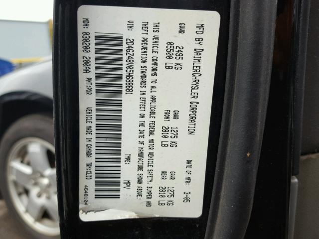 2D4GZ48V05H688681 - 2005 DODGE MAGNUM SXT BLACK photo 10