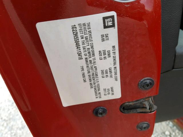 1G2ZH558464113418 - 2006 PONTIAC G6 GT RED photo 10