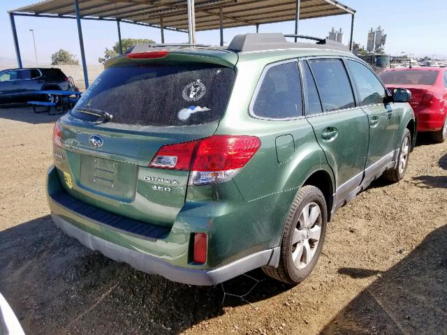 4S4BRDCC2C2274476 - 2012 SUBARU OUTBACK 3. GREEN photo 4