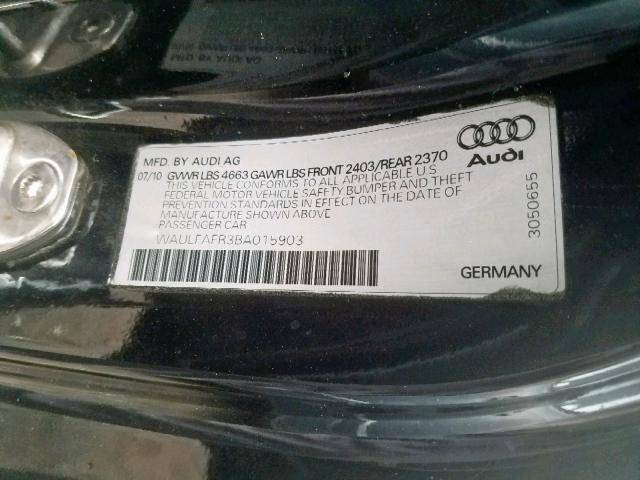 WAULFAFR3BA015903 - 2011 AUDI A5 PREMIUM BLACK photo 10