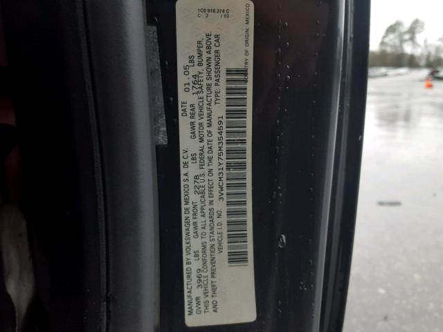 3VWCM31Y75M354591 - 2005 VOLKSWAGEN NEW BEETLE Qara foto 10