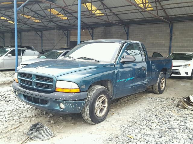 1B7GL22X7WS613662 - 1998 DODGE DAKOTA GREEN photo 2