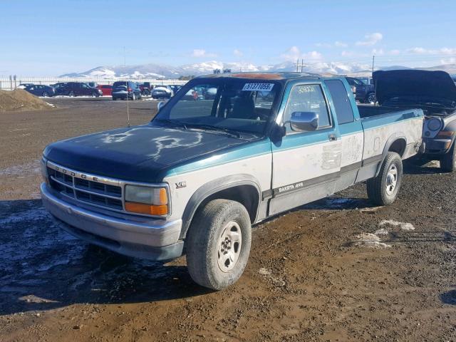 1B7GG23X1RS607234 - 1994 DODGE DAKOTA GREEN photo 2