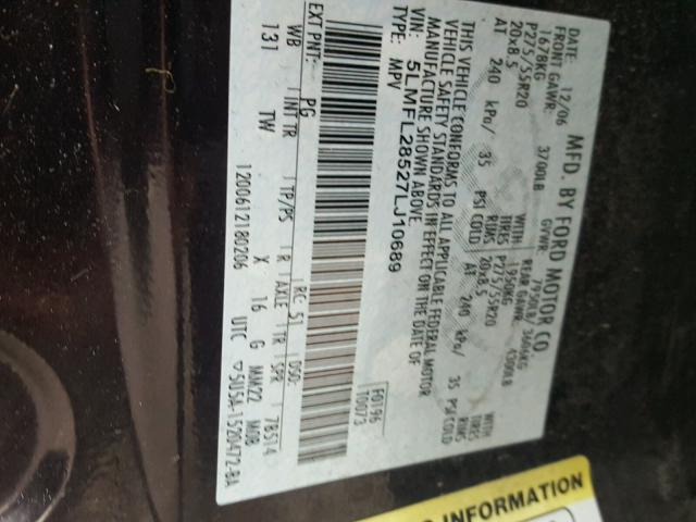 5LMFL28527LJ10689 - 2007 LINCOLN NAVIGATOR 紫色 照片 10