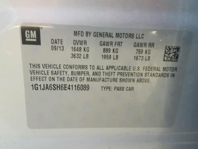 1G1JA6SH6E4116089 - 2014 CHEVROLET SONIC LS 灰色 照片 10