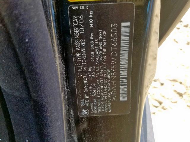 WBAHN83597DT66503 - 2007 BMW 750 BLACK photo 10