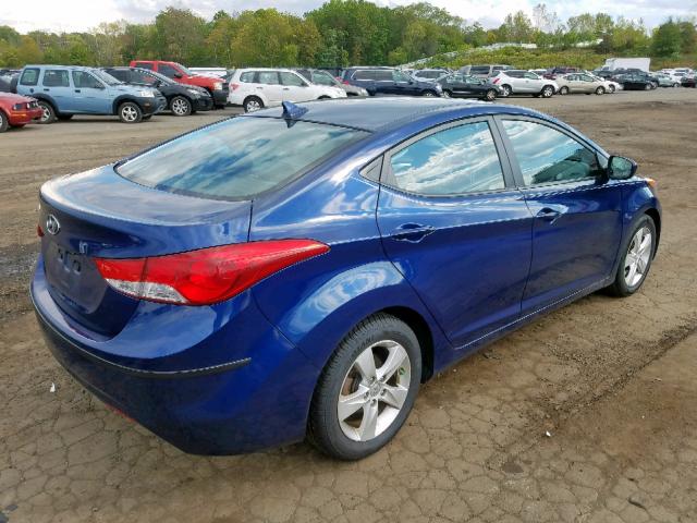 KMHDH4AE9DU721195 - 2013 HYUNDAI ELANTRA GL BLUE photo 4