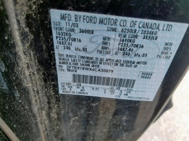 2FTRX18WX4CA30879 - 2004 FORD F-150 HERI BLACK photo 10