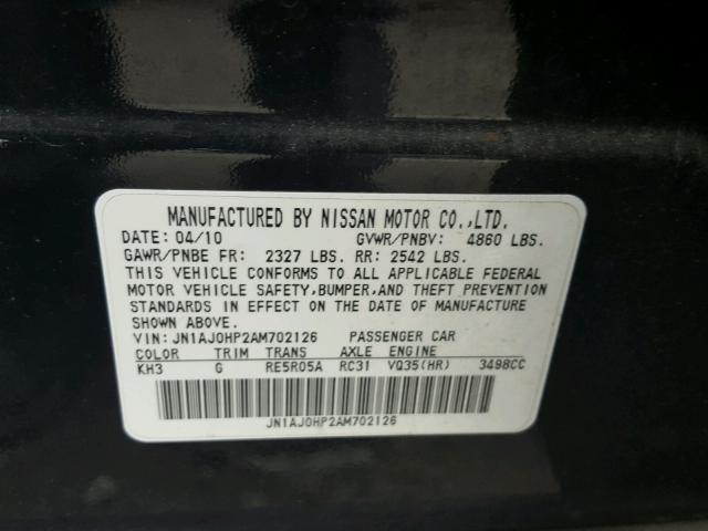 JN1AJ0HP2AM702126 - 2010 INFINITI EX35 BASE Qara foto 10