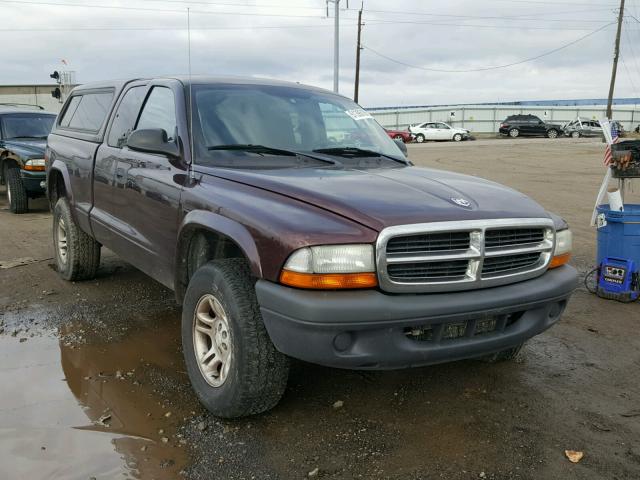 1D7HG12K44S662828 - 2004 DODGE DAKOTA SXT MAROON photo 1