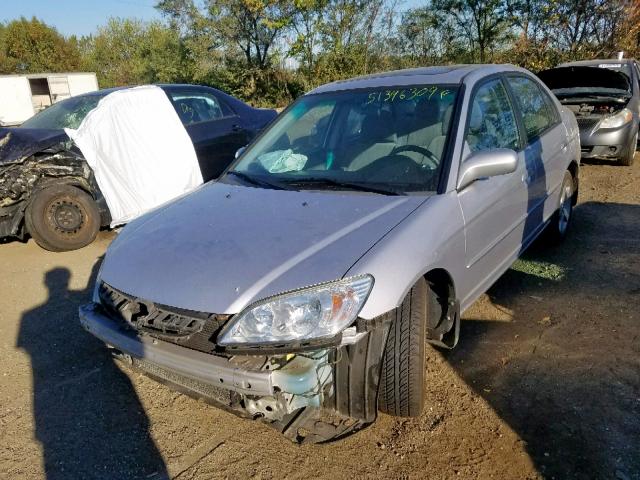 1HGES26725L007796 - 2005 HONDA CIVIC EX SILVER photo 2