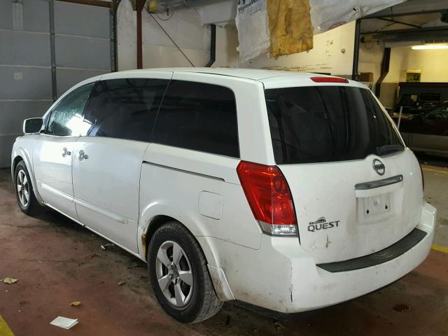 5N1BV28U38N101072 - 2008 NISSAN QUEST S WHITE photo 3