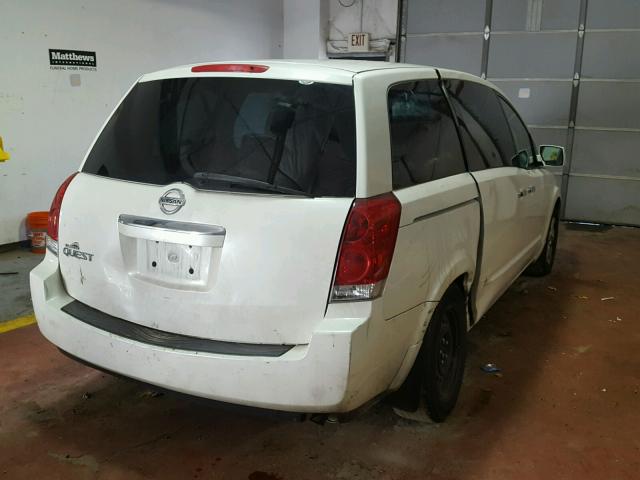 5N1BV28U38N101072 - 2008 NISSAN QUEST S WHITE photo 4