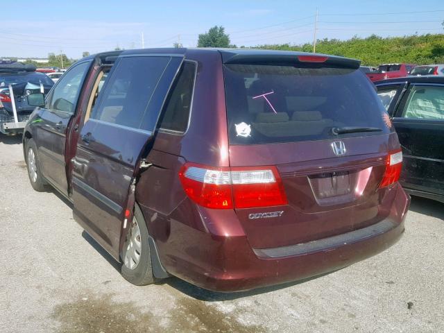 5FNRL38217B053601 - 2007 HONDA ODYSSEY LX MAROON photo 3