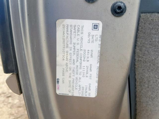 2G1WW12M0T9107504 - 1996 CHEVROLET MONTE CARL თაფლისფერი ფოტო 10