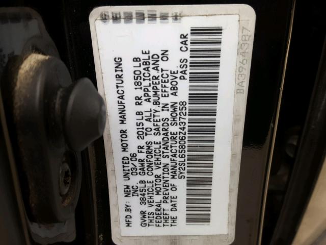 5Y2SL65806Z437258 - 2006 PONTIAC VIBE BLACK photo 10