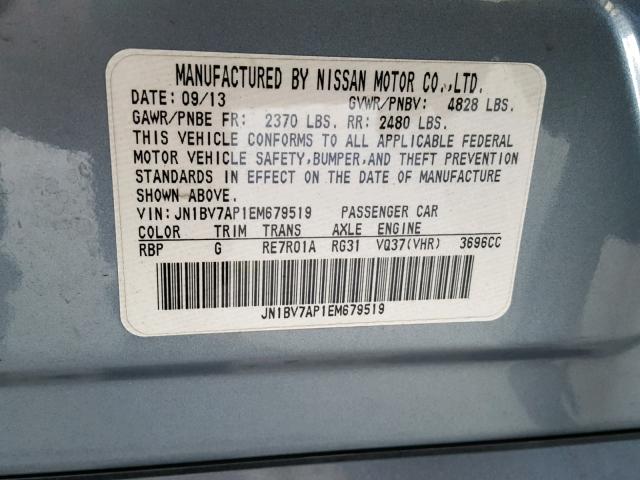 JN1BV7AP1EM679519 - 2014 INFINITI Q50 BASE BLUE photo 10