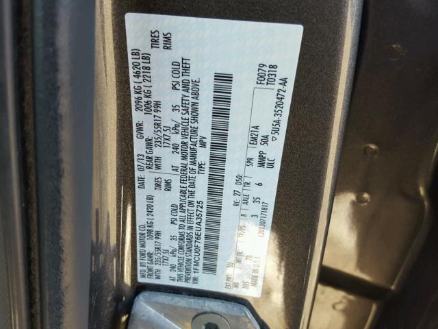 1FMCU0F76EUA35725 - 2014 FORD ESCAPE S GRAY photo 10