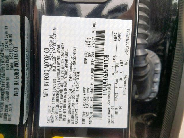 1LN6L9HK6J5601358 - 2018 LINCOLN CONTINENTA BLACK photo 10