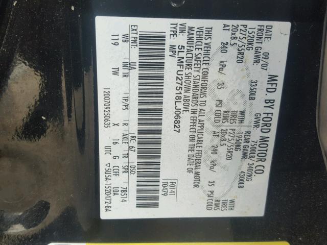 5LMFU27518LJ06827 - 2008 LINCOLN NAVIGATOR Қара фото 10