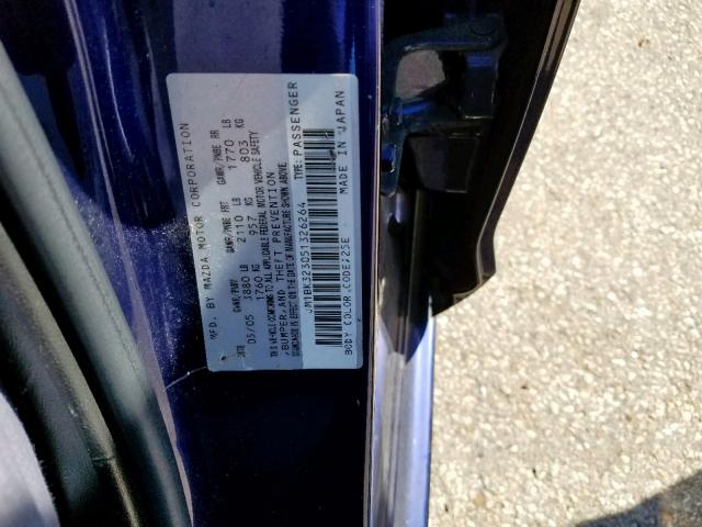 JM1BK323051326264 - 2005 MAZDA 3 S BLUE photo 10