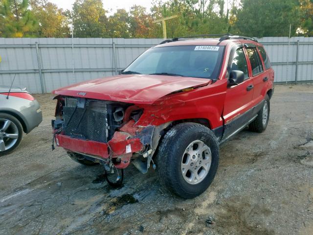 1J4G248S5YC261490 - 2000 JEEP GRAND CHER RED photo 2