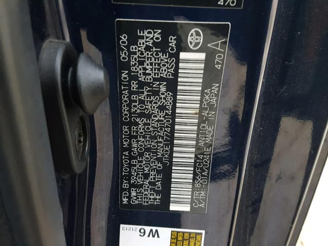 JTKDE177470144889 - 2007 TOYOTA SCION TC ლურჯი ფოტო 10